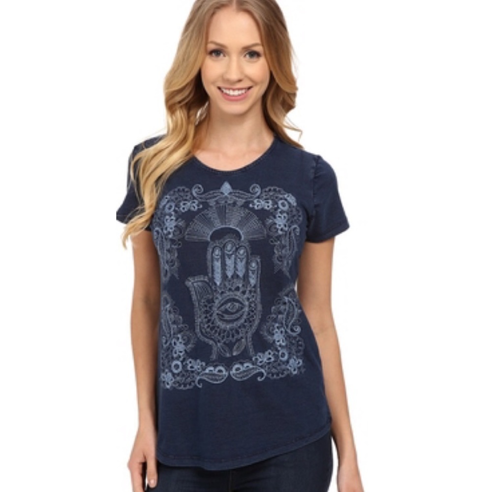 NWOT Lucky Lotus Embroidered Hamsa Tee